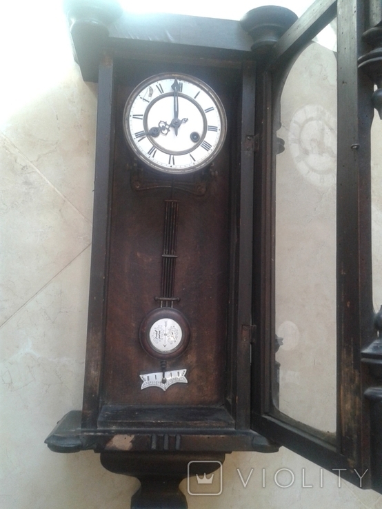 Старовинний настінний годинник з боєм і маятником., фото №4