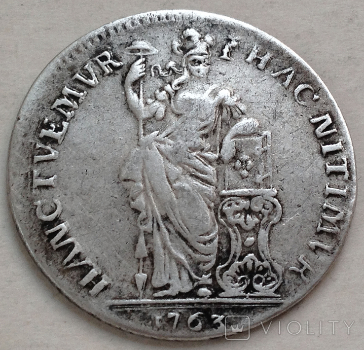 1 гульден, 1763 г, Нидерланды, серебро, фото №2