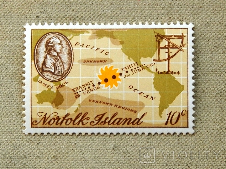 10с. " Джеймс Кук ". Норфолк. 1969р. MNH.