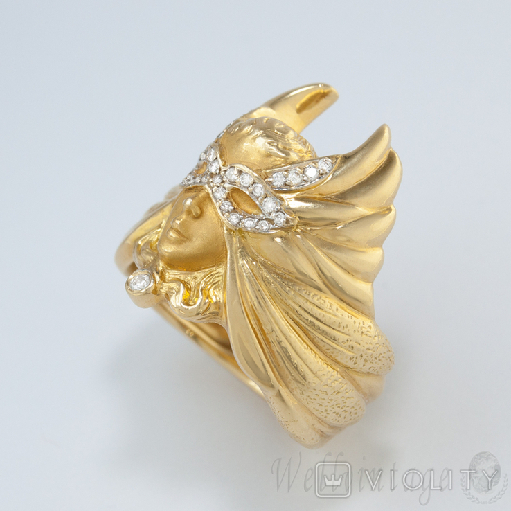 Золотое кольцо "маска" с бриллиантами, фото №3