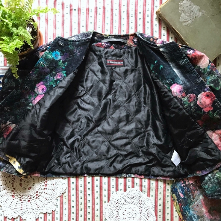 Шикарный пиджак в цветы велюр ретро винтаж Hummelsheim размер 152, фото №7