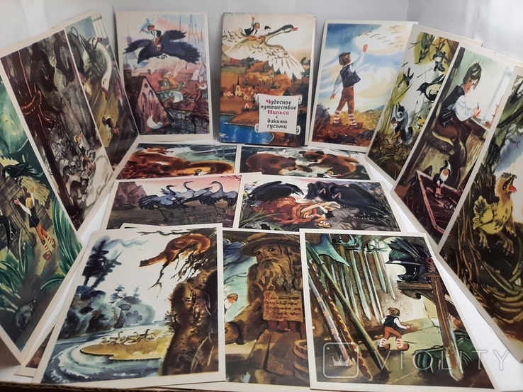 Полный набор открыток "Чудесные путешествия Нильса с дикими гусями", худ. В. Каневский