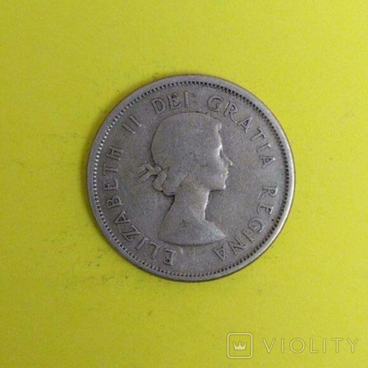 Канада 25 центов, 1957р. Срібло., фото №3