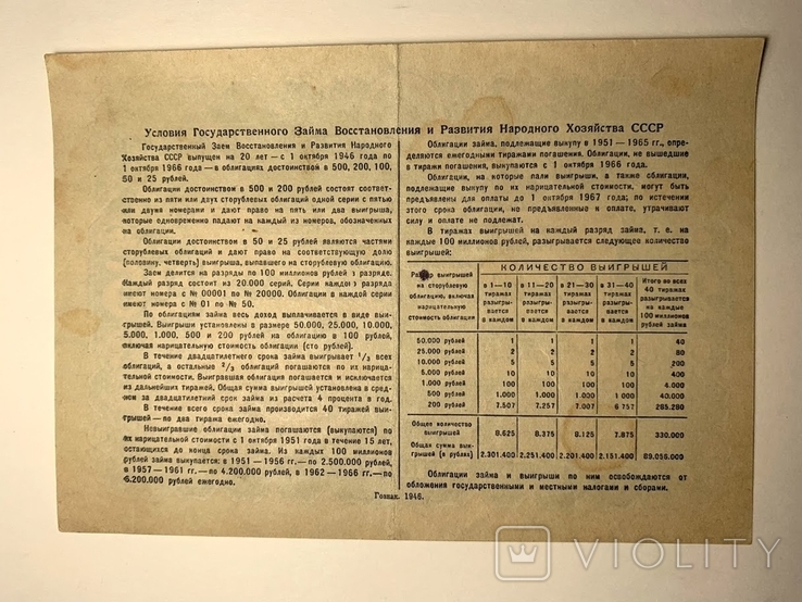 Государственный Заем Восстановления Народного хозяйства 25 рублей 1946, фото №3