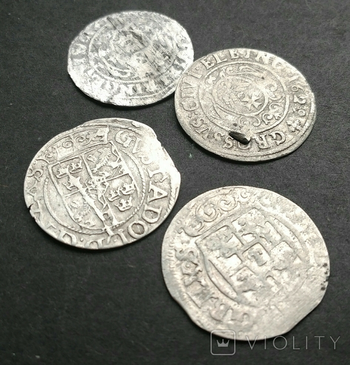 Густав II Адольф : драйпелькер 1624(Рига), 1633, грош 1629(Эльблонг)+(?), фото №3