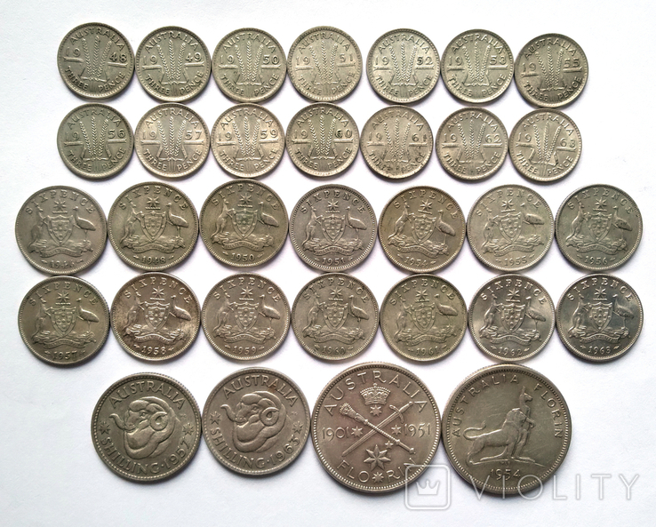 Австралия Австралія набір з 32 монет, всі різні роки, срібло, серебро