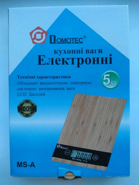 Весы кухонные электронные цифровые Domotec до 5 кг бамбук, фото №5