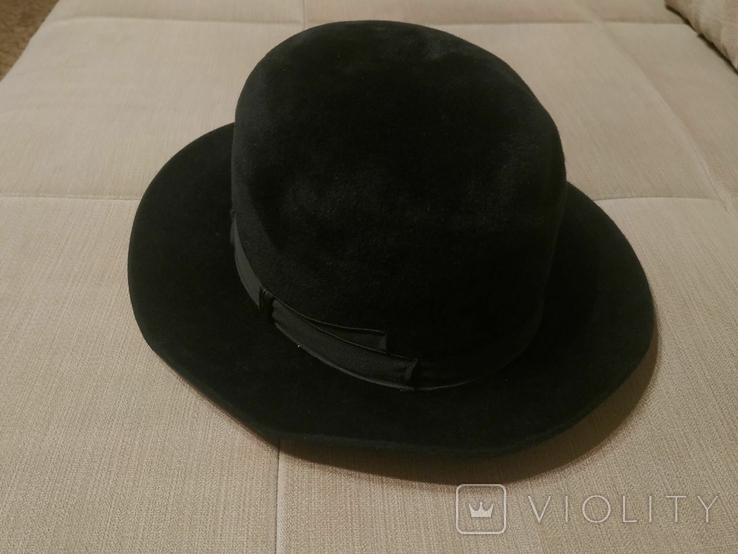 Шляпа чёрная старинная 56 размер, фото №2