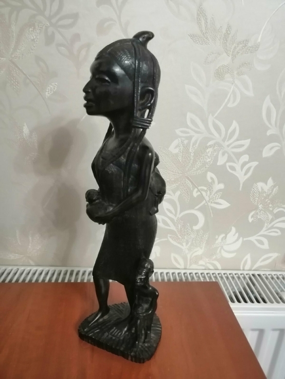 Африканская статуэтка из черного дерева, женщина с детьми, фото №4