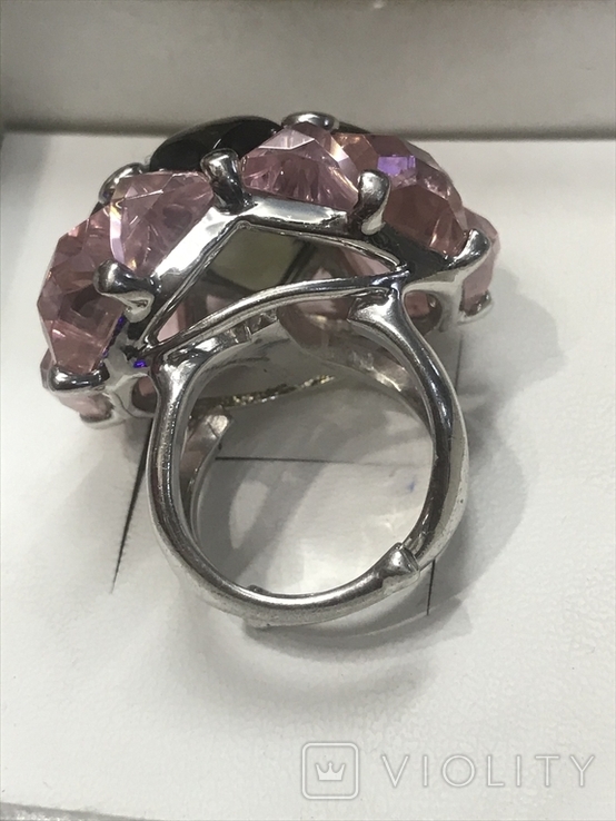 Кольцо серебро дымчатый кварц бренд разномерка, фото №7