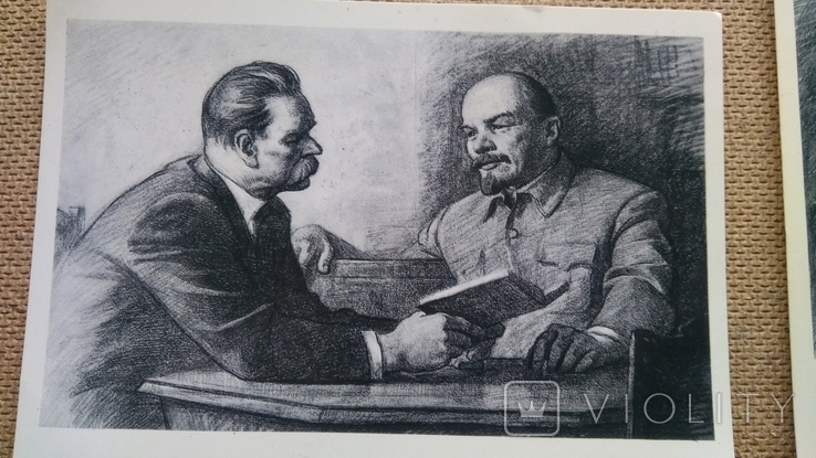 Пара открыток Ленин с М.Горьким и Крупской, фото №4