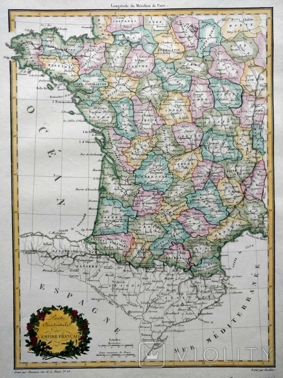 1812 Франция Лапи (карта 25х34 Верже) СерияАнтик