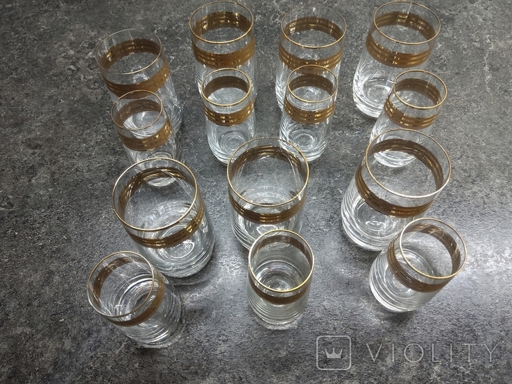 Оригинальный набор на 7 персон (7 рюмок и 7 стаканчиков),СССР, стекло