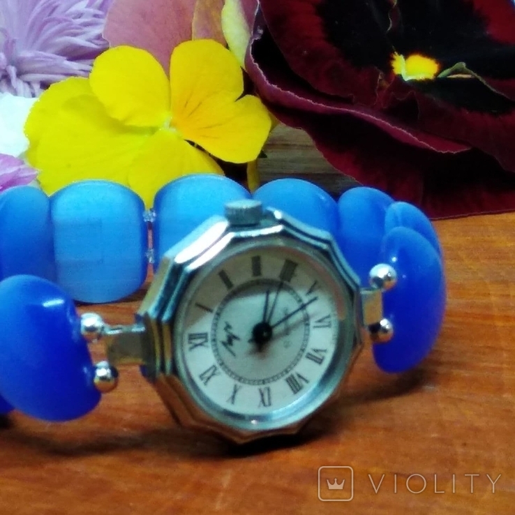 Часы наручные женские "Луч" с браслетом из" улексита", фото №2