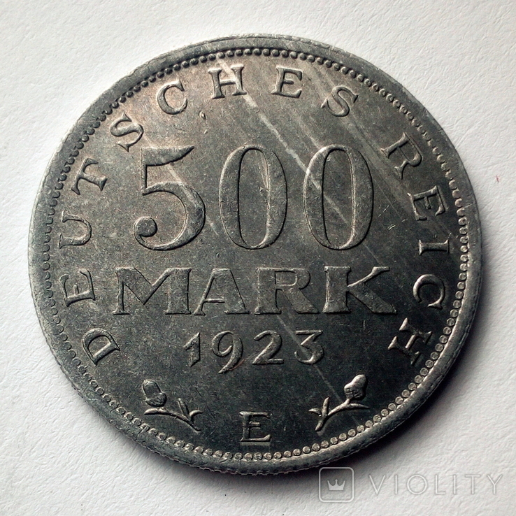 Веймар 500 марок 1923 г. - Е (Мульденхюттен), фото №3