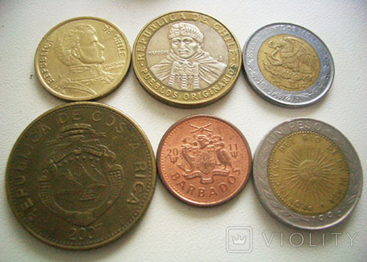 Монеты стран Америки, 6 штук