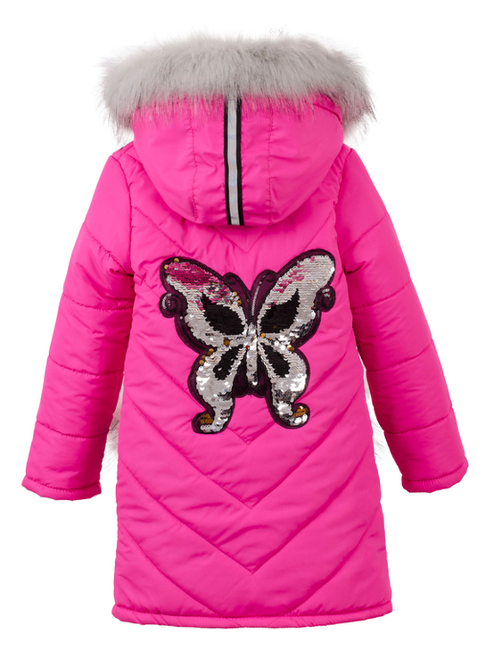 Зимове пальто Єва зі світловідбивачами малинова 146 ріст 1035b146, фото №3