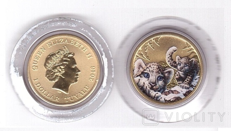 Tuvalu Тувалу - 1 Dollar 2016 UNC Snow Leopard Endangered