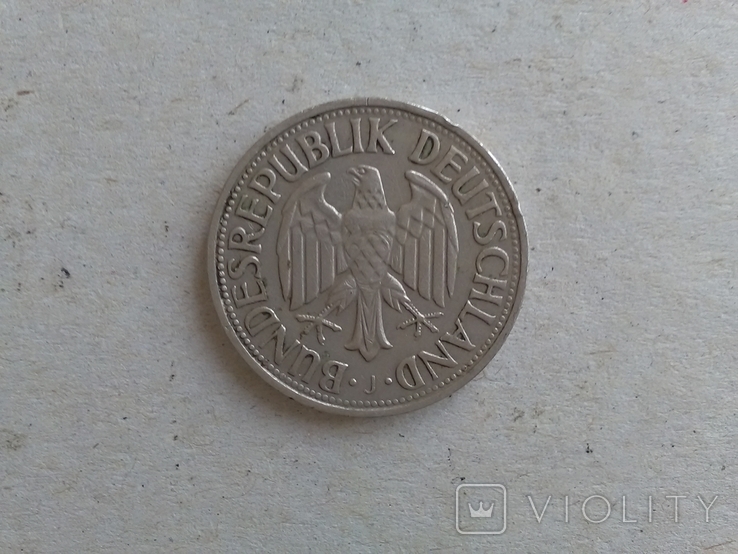 Германия 1 марка, 1971 г. "J"., фото №3