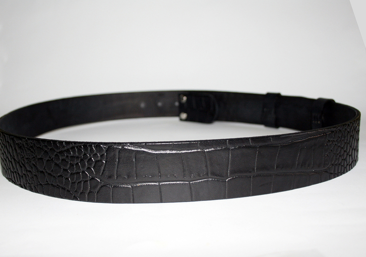 Комплект для ремня, ременная лента кожаная премиум качества Италия , черный цвет, photo number 4