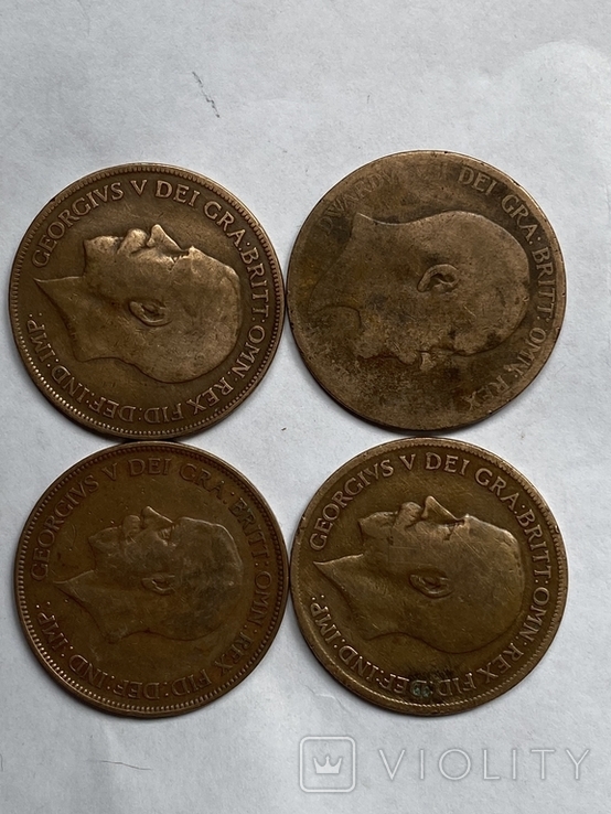 1 пенни 4шт, 1902,1920,1921,1929, фото №2