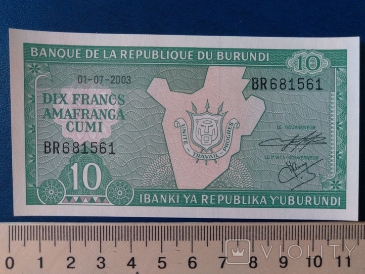 10 франков Бурунди, фото №2