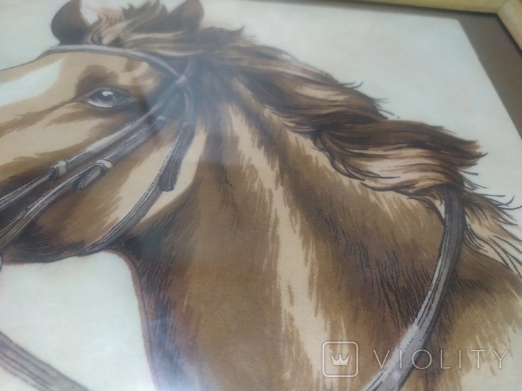Картина коня. Шовк. Рама 22х31.5см, фото №4