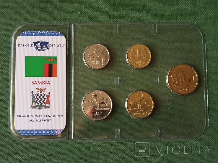 Набір 5 монет Замбії, фото №2