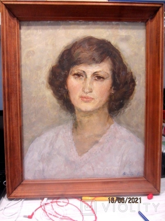 Portrait oil on canvas signature 1983 cccp, photo number 3
