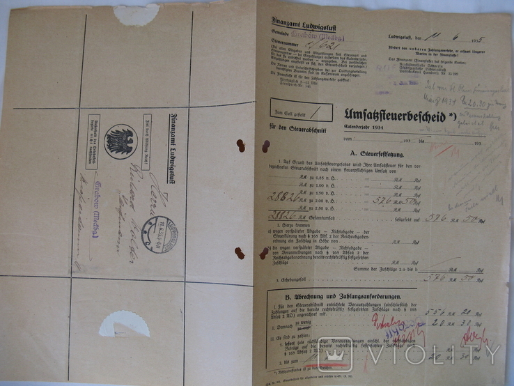 Немецкие документы,почтой:11.06.1935г.,сам бланк 1934г.(оригинал), фото №12