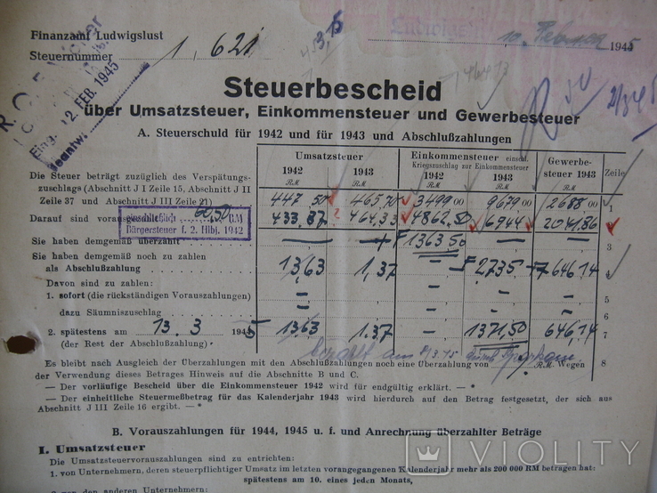 Немецкие документы,почтой:отчеты1942-1945 гг.(оригинал), фото №2