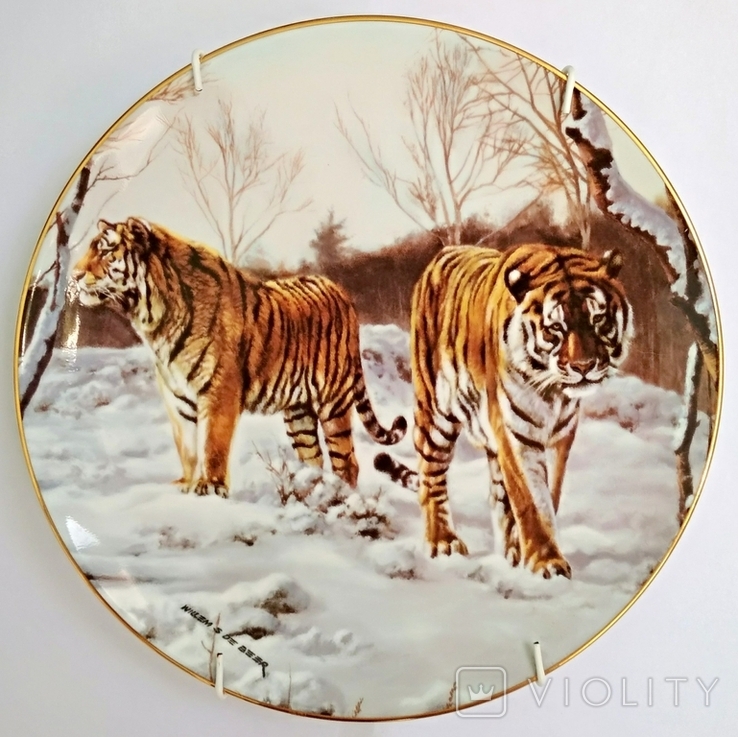 "Тигр. Тигры" красивая декоративная настенная тарелка Англия "Royal Doulton" фарфор, фото №2