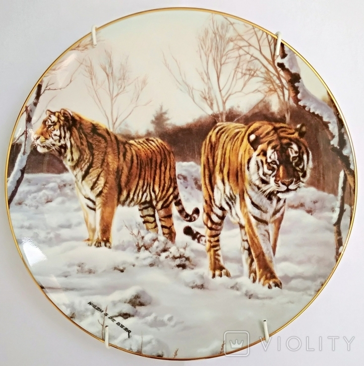 "Тигр. Тигры" красивая декоративная настенная тарелка Англия "Royal Doulton" фарфор, фото №5