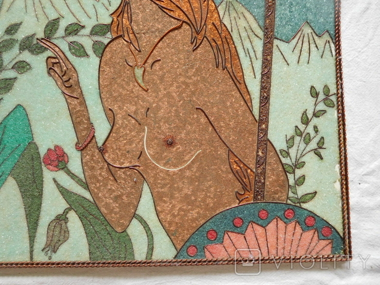 Розпис дротом дівчина амазонки оголена СРСР вінтаж, фото №3