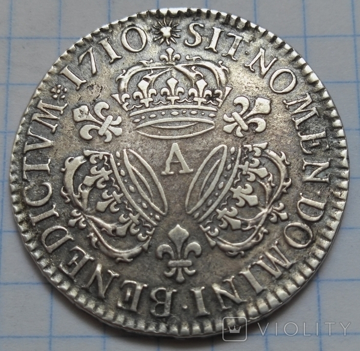 1/2 ЭКЮ, 1710 A, Франция, Людовик XIV (1643-1715), numer zdjęcia 3