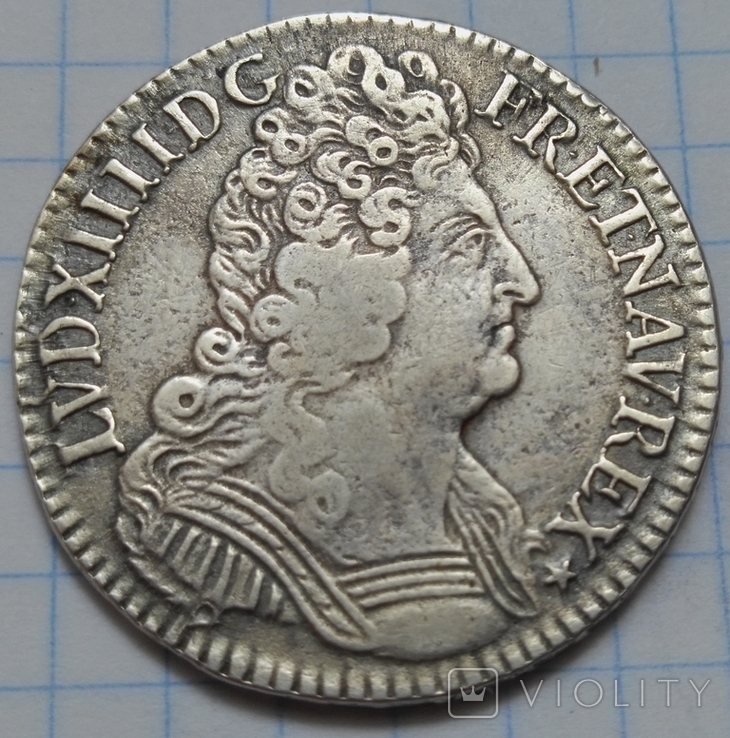 1/2 ЭКЮ, 1710 A, Франция, Людовик XIV (1643-1715), numer zdjęcia 6