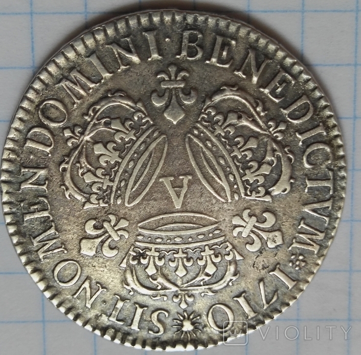 1/2 ЭКЮ, 1710 A, Франция, Людовик XIV (1643-1715), numer zdjęcia 7