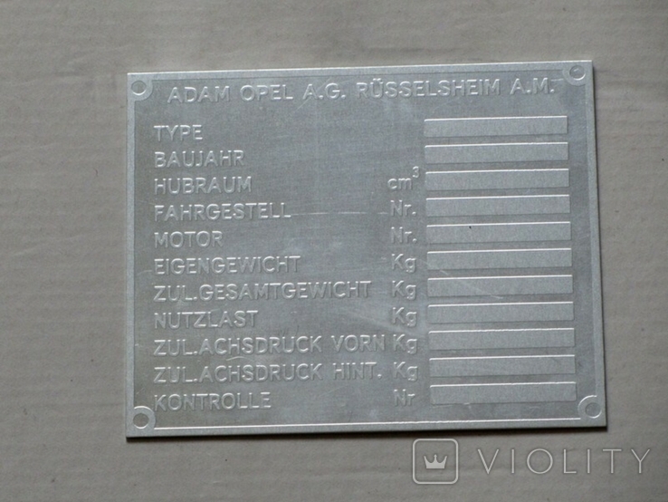 Nameplate for OPEL Super 6, Opel Kapitan, Opel Admiral (copy)