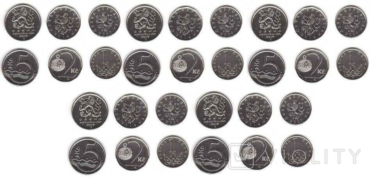 Czech Republic Czech Republic - 5 pcs x set 3 coins 1 2 5 Korun 2019 - 2020, photo number 2