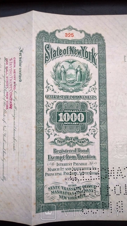 Заем Генеральные улучшения штата 1000 штат Нью-Йорк США 1926 1942, фото №6