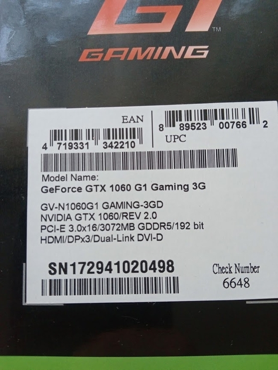 GeForce GTX 1060 G1 Gaming 3G, photo number 3