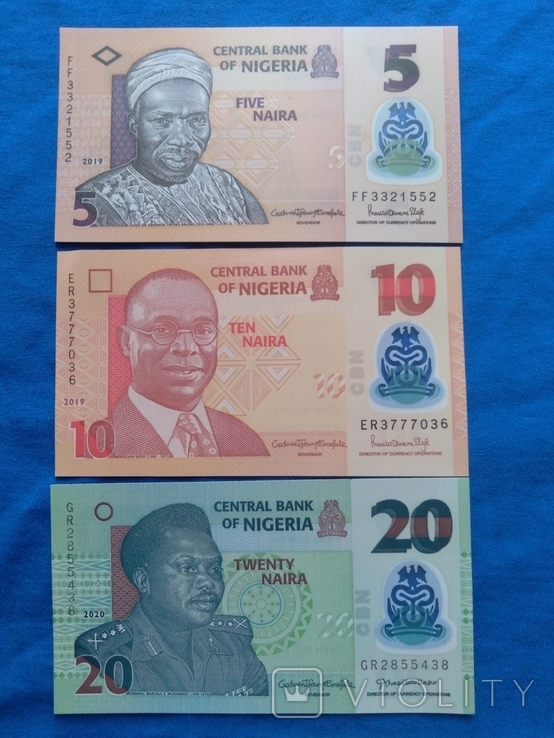 Банкноты Нигерии 3 штуки, фото №2