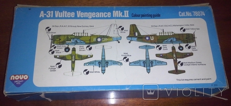 Сборная модель Vultee Vengeance Mk.II 1/72 NOVO/FROG, фото №3