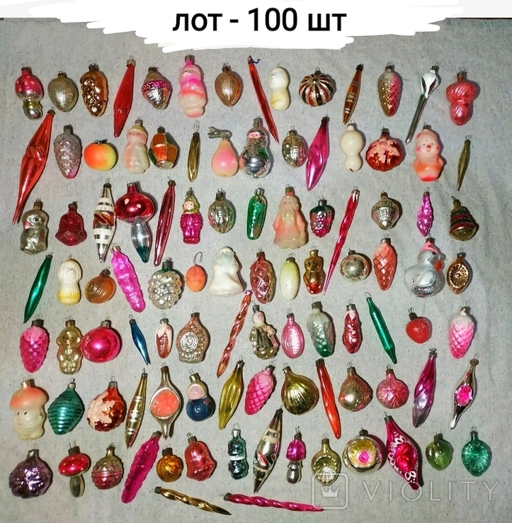 100 шт - Елочные игрушки - Ялинкові іграшки