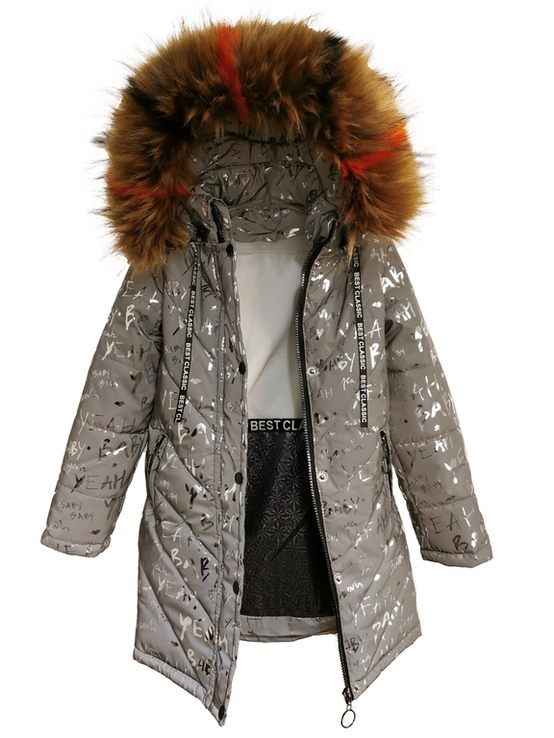 Зимове пальто з світловідбиваючої рефлективної тканини Gold zoloto 122 зріст 1053122, photo number 4