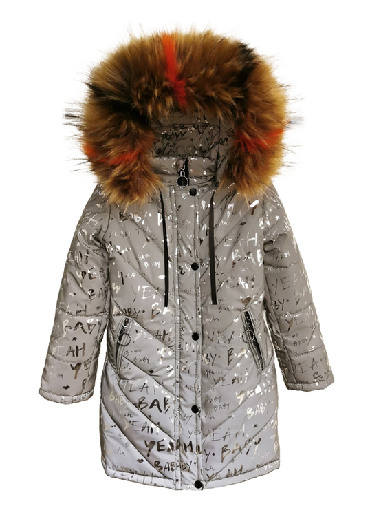 Зимове пальто з світловідбиваючої рефлективної тканини Gold zoloto 128 зріст 1053128, фото №2