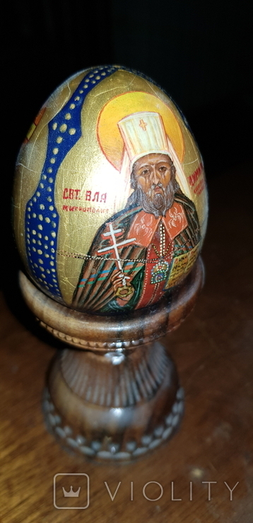 Пасхальное коллекционное деревянное яйцо, фото №5
