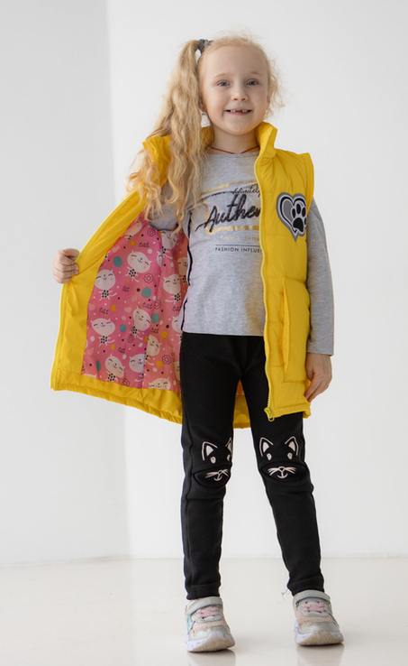 Дитяча куртка жилетка з світловідбиваючими елементами Nyusya жовта 104 ріст 1061b104, numer zdjęcia 8