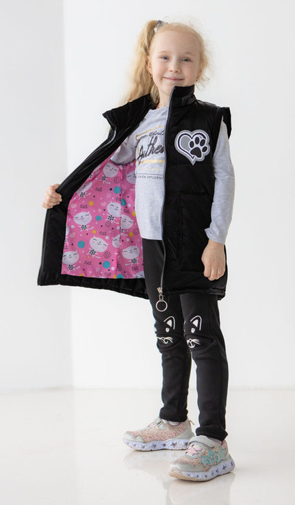 Дитяча куртка жилетка з світловідбиваючими елементами Nyusya чорна 104 ріст 1061c104, photo number 8
