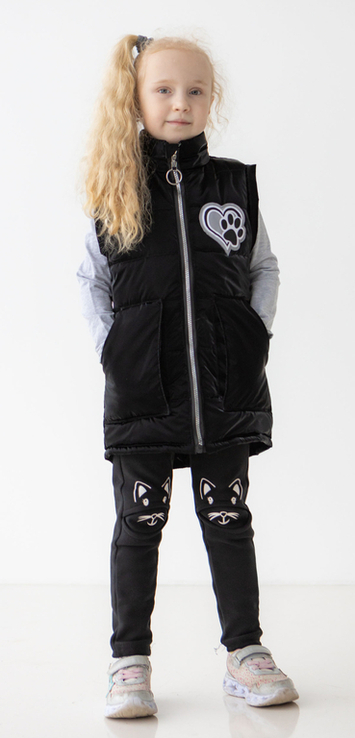 Дитяча куртка жилетка з світловідбиваючими елементами Nyusya чорна 116 ріст 1061c116, фото №5